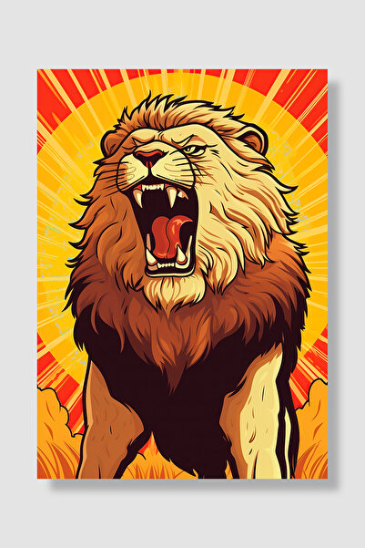 Luna Marissa Lion Poster Retro Pop Art Roaring Lion Sun Wall Decor Decorative...