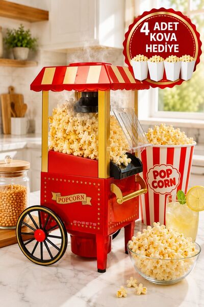 Zineets Mısır Patlatma Makinesi Yağsız Popcorn Makinesi Ev Tipi Elektrikli Mı...