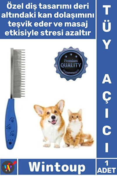 Wintoup # مشط إزالة الشعر للقطط والكلاب بمقبض مطاطي مريح وفعال للعناية بالشعر...