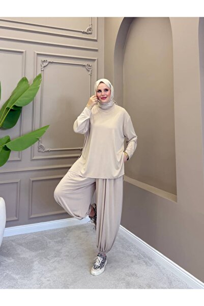 ALLİNOFFİCİAL Alina Cupra Şalvar Takım Ekru