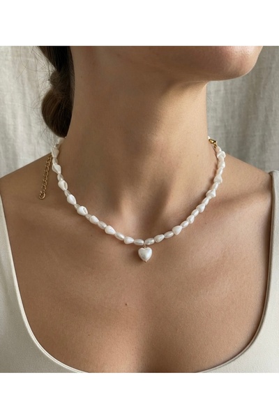 VESPERASTOREE Seashell Heart Pendant Summer Necklace Minimalist Chic Necklace