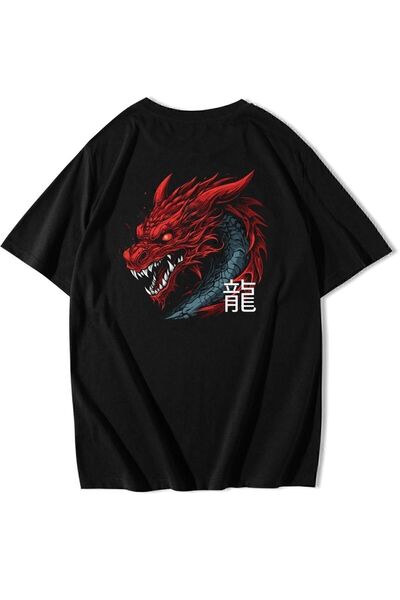 ZOKAWEAR Unisex Oversize kroj Crveni Zmaj T-shirt