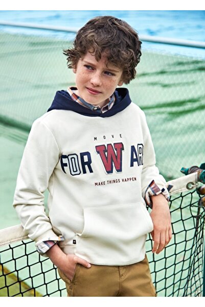 MAYORAL Nukutavake Boy's White Hooded Sweatshirt 8-18 Years White