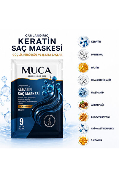 MUCA Yavaş uzayan ve yıpranmış saçlar için canlandırıcı KERATİN SAÇ MASKESİ