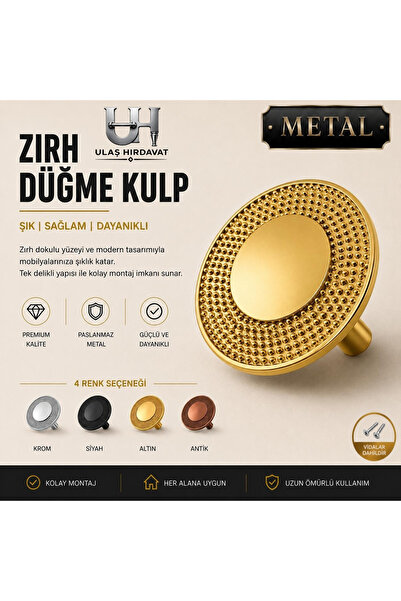 Ulaş Hırdavat METAL Kulp Zırh Model Yuvarlak Tasarım Lüks Dolap Çekmece Kulpu...