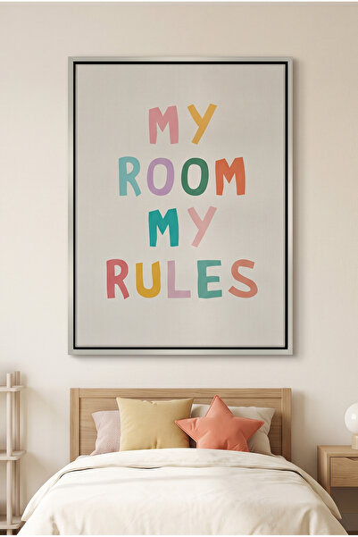 Jasmine Art My Room My Rules Kids Wall Art | Portrait Framed Canvas Print | L...