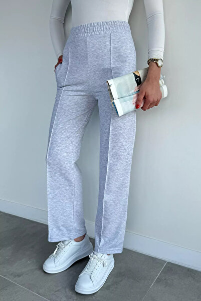 Aryena Gray Women's Elastic Waist Grassy Sweatpants