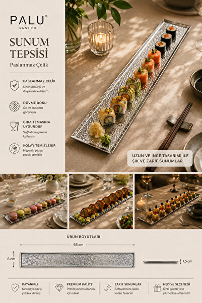 PALU GASTRO Stainless Steel Presentation Tray – 65 cm Stylish and Modern Design