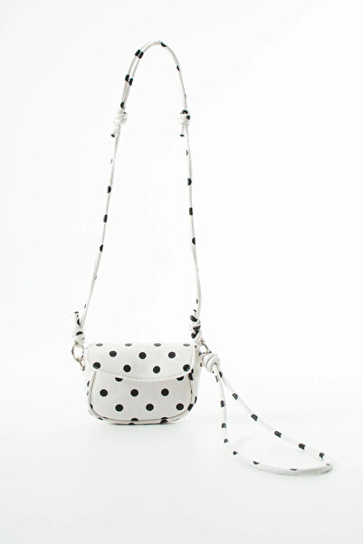 Morlex White Spotted Polina Mini Women's Polka Dot Cross Shoulder Bag