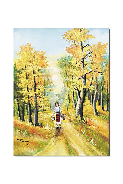 artnova Tablou cu tarancuta pe carare pictat manual, La zi de sarbatoare, 60x...