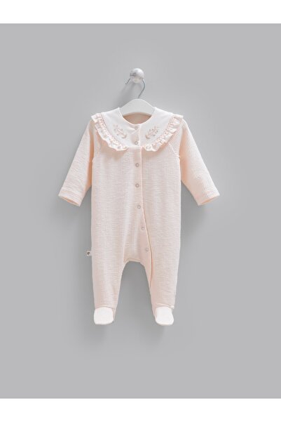 Caramell Beti Premium Embroidered Girls' Jumpsuit Salmon