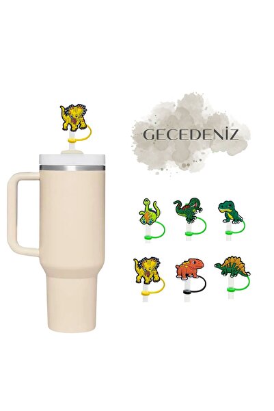 GECEDENİZ Thermos Compatible Straw Stopper Dinosaur Model 4