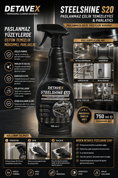 SteelShine S20 Paslanmaz Çelik Temizleyici & Parlatıcı 750 ml