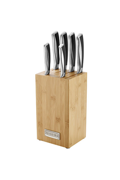 Arshia 7-Piece Stainless Steel Knife Set with Wooden Block