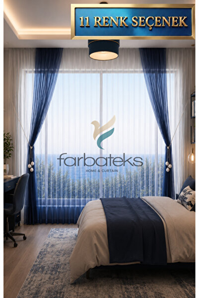 farbateks Lacivet Renk Geçişli Genç Odası Çocuk Odası Tül Fon Takım Tül Perde