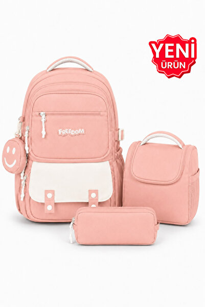 Freedom 4-Piece Satin Fabric Waterproof Primary School Bag Set with Lunch Bag...