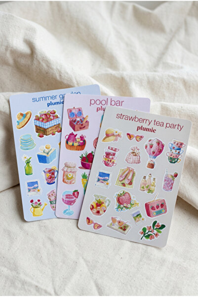 Plumie 3’lü Yaz Temalı Sticker Sheet Seti A6 – Bullet Journal, Planner ve Scr...