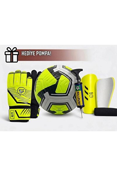 unes Goalkeeper Gloves Yellow Set Sizes 8-9-10 - Includes Football, Shin Guar...