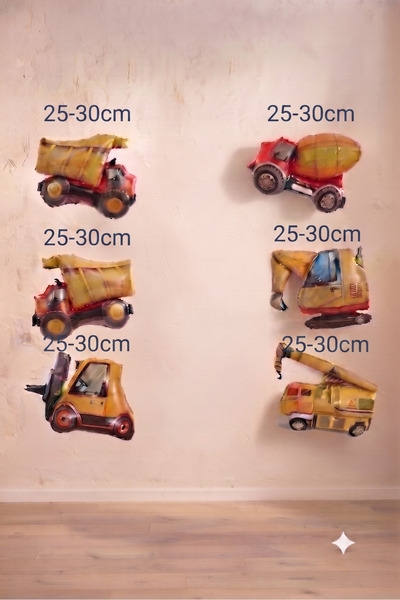 Partifest Set of 6 Mini Construction Themed Foil Balloons - Construction Mach...