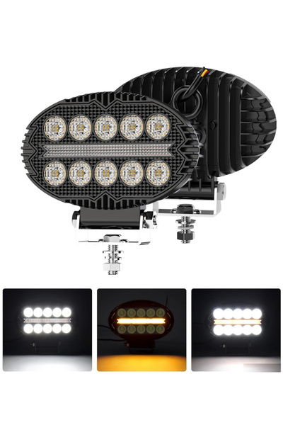 Flexzon Προβολέας LED ΛΕΠΤΟΣ 10-30 Βολτ Υψηλής Ισχύος Λευκό / Πορτοκαλί DRL 1...