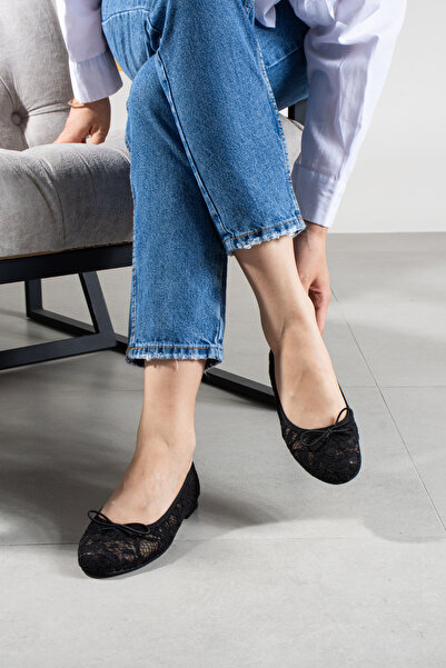 DUXAL SHOES Γυναικείες δαντελωτές μπαλαρίνες με φιόγκο Anissa