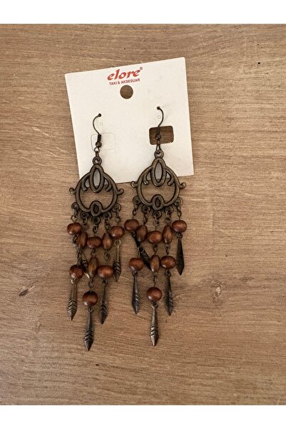 ELUNE İSTANBUL & MİLANO Ahşap Boncuklu Etnik Bohem Sallantılı Küpe