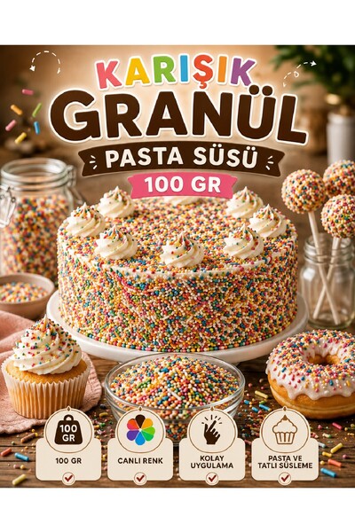 Bkmc 🌟 Renkli Granül Pasta Süsü 200 Gr | Pasta, Cupcake, Donut, Kurabiye ve ...