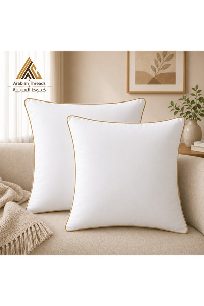Arabian Threads 2-Pack Decorative Cushions 45x45 cm - Microfiber Filled - Gol...