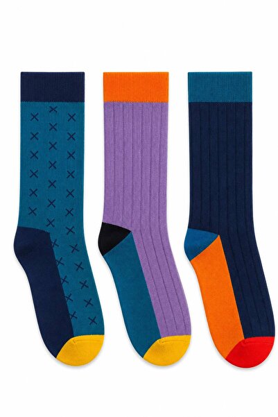 Jartoe X Patterned Retro Socks Cotton Men's 3-Piece Socket Socks Colorful Cas...