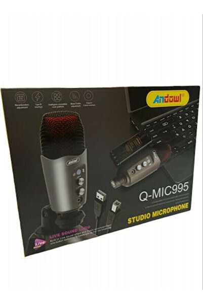 Andowl Q-MIC995 Πυκνωτικό Μικρόφωνο USB Επιτραπέζιο για Φωνητικά σε Γκρι Χρώμα