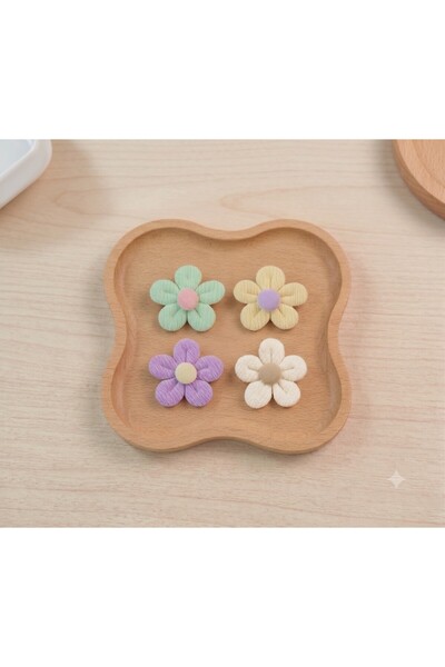 Jeevee 4-Piece Pastel Flower Figured Hair Clips for Babies with Little Hair