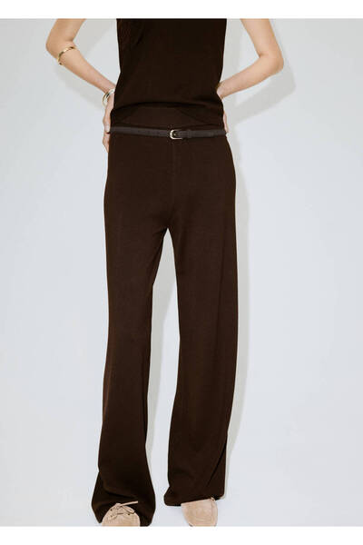 MANGO Woman İnce triko wide leg pantolon