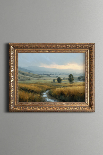epiqart مناظر الحقول والجداول - لوحة فنية بنمط عتيق - نموذج سميك