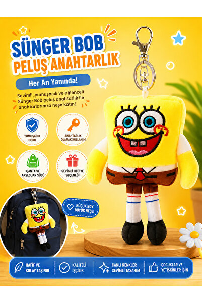 Genel Markalar Melek Kırtasiye 🧽💛 Sünger Bob Peluş Anahtarlık – Sevimliliği...