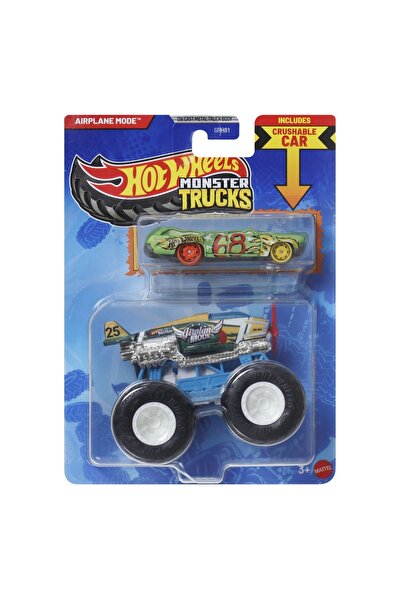 mattel Hot Wheels Monster Truck și Mașină Metalică Mod Avion