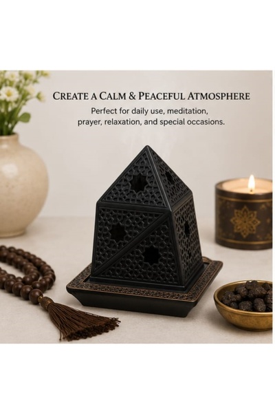 Velvet Luxury Arabic Incense Burner with Geometric Design – Bakhoor & Oud Hol...