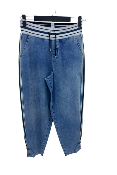 ZANESSİ FASHION Plus Size Elastic Waist Denim Women's Trousers