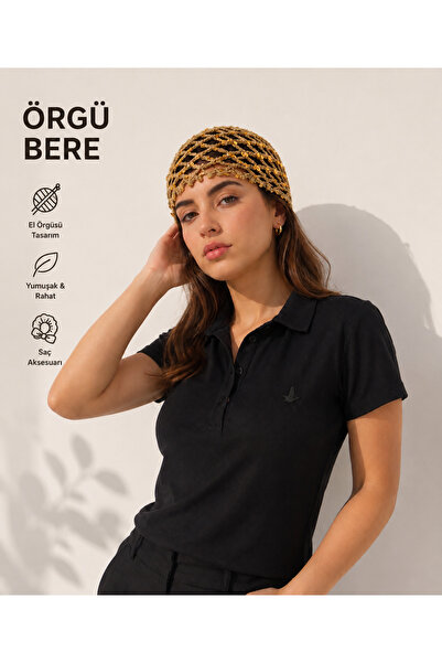 İNCEYAŞAM Hand Knitted Sequined Net Beanie Stylish Hair Accessory Lightweight...
