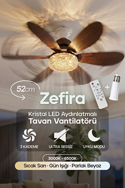 Feny F84 Tavan Vantilatörü LED Aydınlatmalı Kumandalı 3 Renk Sessiz 6 Kanatlı...