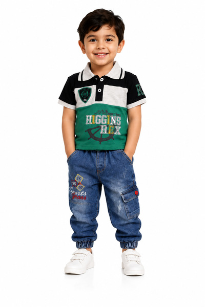 Generic Casual Boys Jeans Set 2 Piece Polo Shirt and Pants Baby Clothes 2-4 Y...