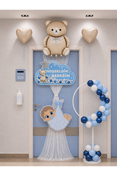 HAPPYLOOPPARTY Καλωσόρισμα Μωρό Αγόρι Baby Shower Σετ Διακόσμησης Πόρτας Δωμα...