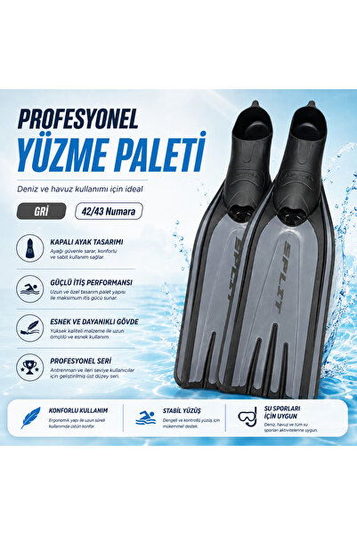 Apnea Split Palet 42/43 Numara, Profesyonel Yüzme ve Dalış Paleti, Kapalı Aya...