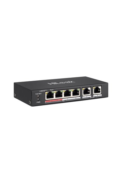 Universal HILOOK NS-0106P-35 محول إيثرنت سريع 10/100 بـ 4 منافذ POE و2 منفذ U...