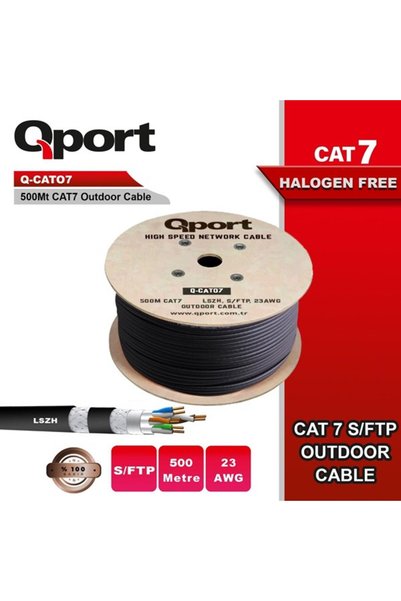 Universal Qport 500meter q-cato7 s/ftp 23awg cat7 black cable (halogen free) ...
