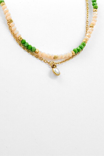 Casa Caracol Women Fashionable Beaded Anklet, Green/White