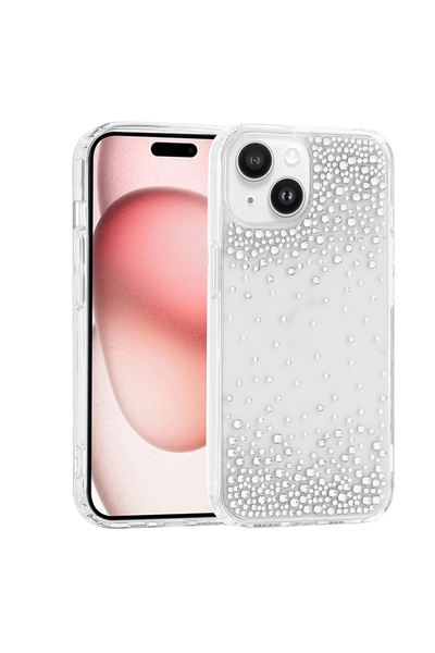 tekno grup iPhone 15 Case Camera Raised Glittery Drop Stone Silicone Tkng