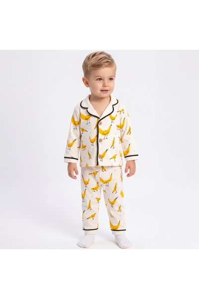 derin baby 100% Cotton Long Sleeve Buttoned Seasonal Bird Patterned Soft Text...