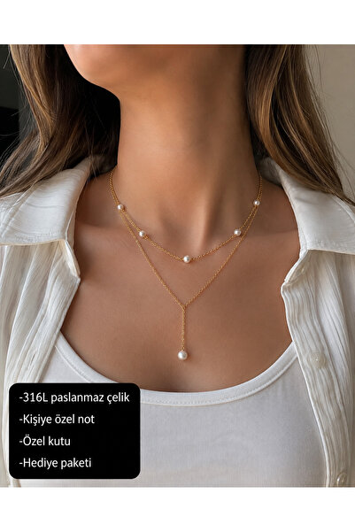 HER ŞEY NOTA www.herseynota.com Perlisse Pearl Detailed Layered Women's Neckl...