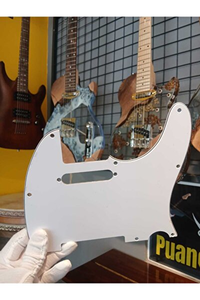 PUANDORG Telecaster Pickguard White Color 3-Ply 8 Hole