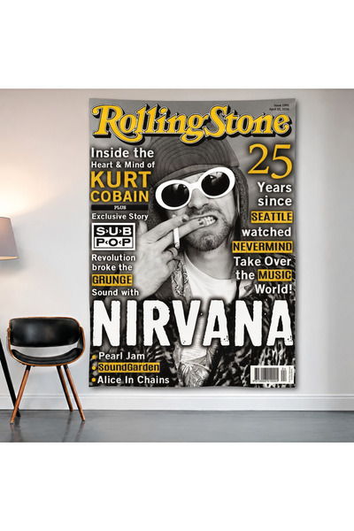Geek Cultcha Rolling Stone: Kurt Cobain Wall Covering Wall Tapestry First Qua...